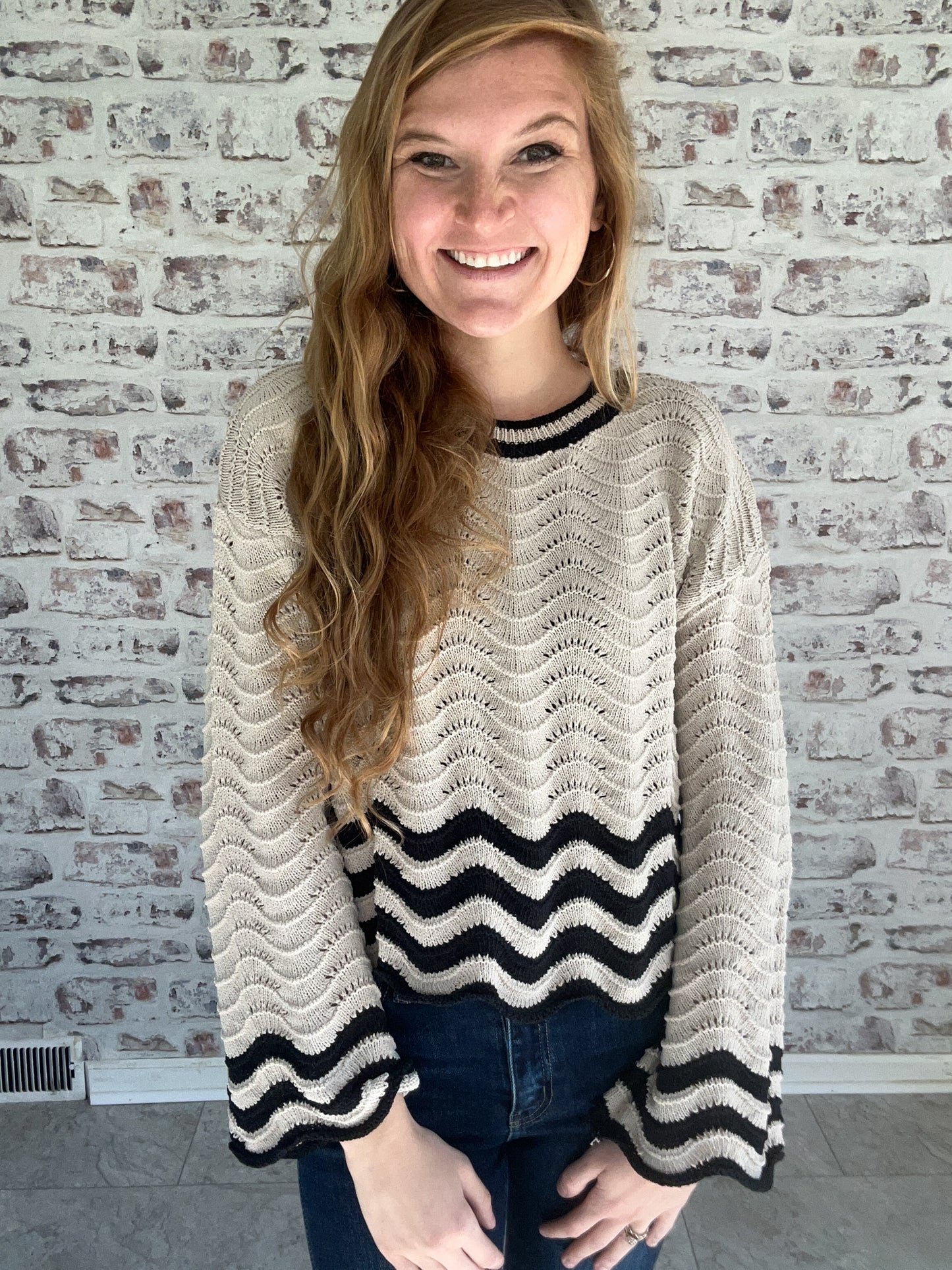 Wavy Knit Sweater