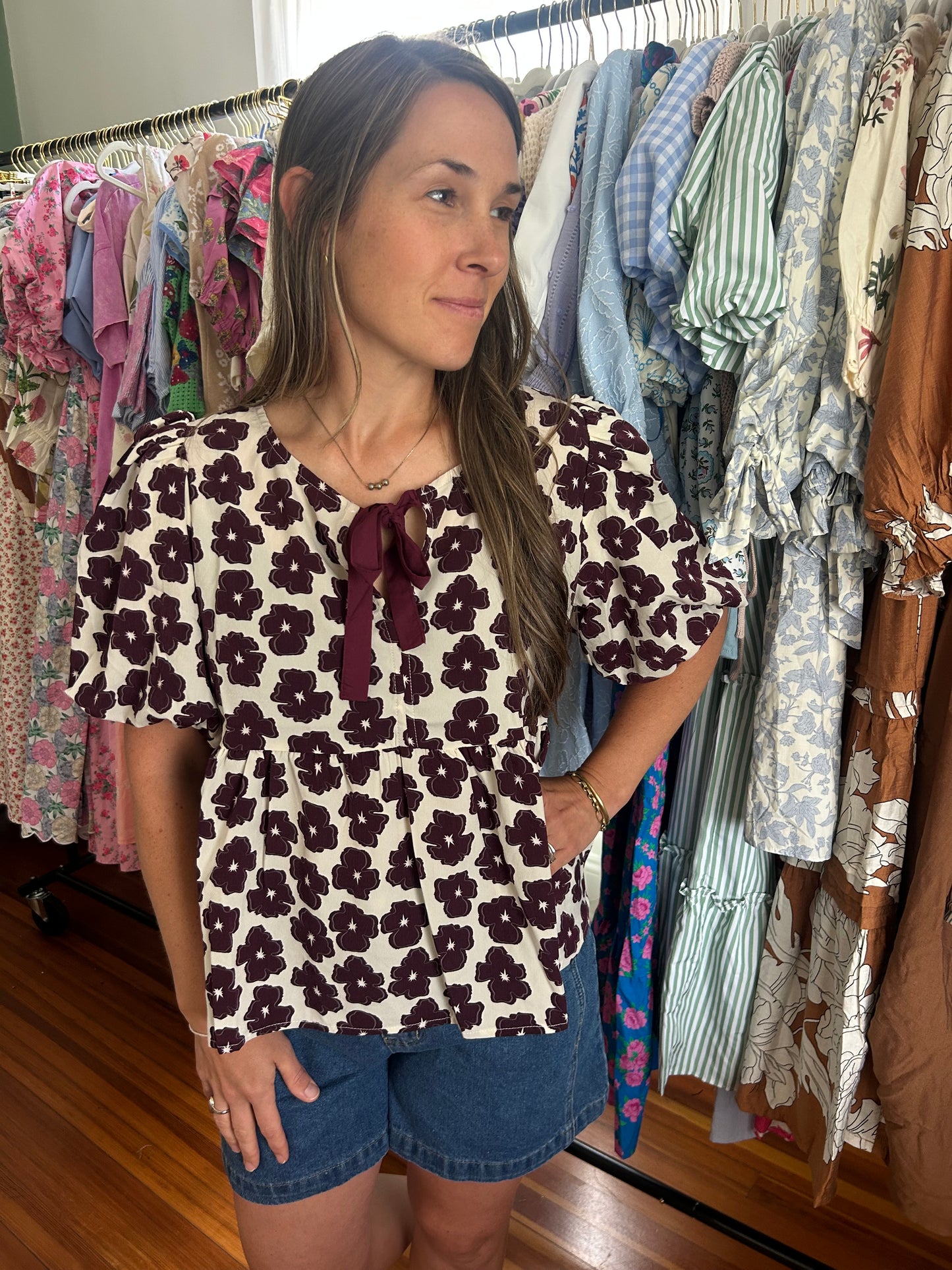 Whimsy Grove Bow Tie Blouse