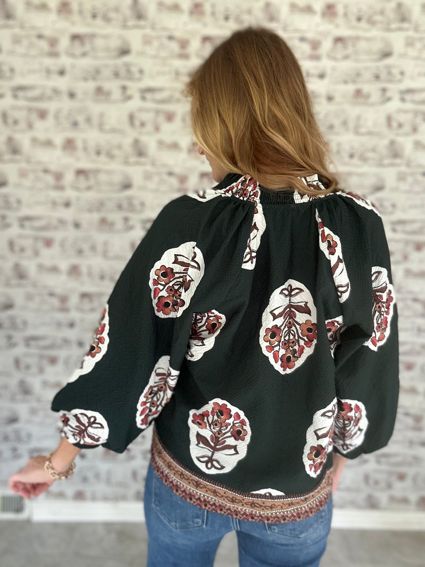 Storybook Botanica Blouse in Forest Green