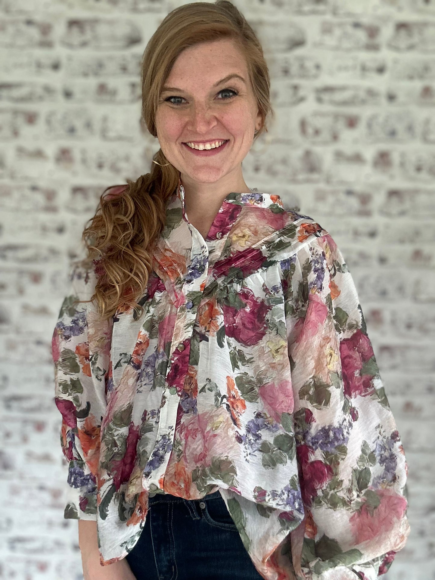 At the Garden Floral Blouse