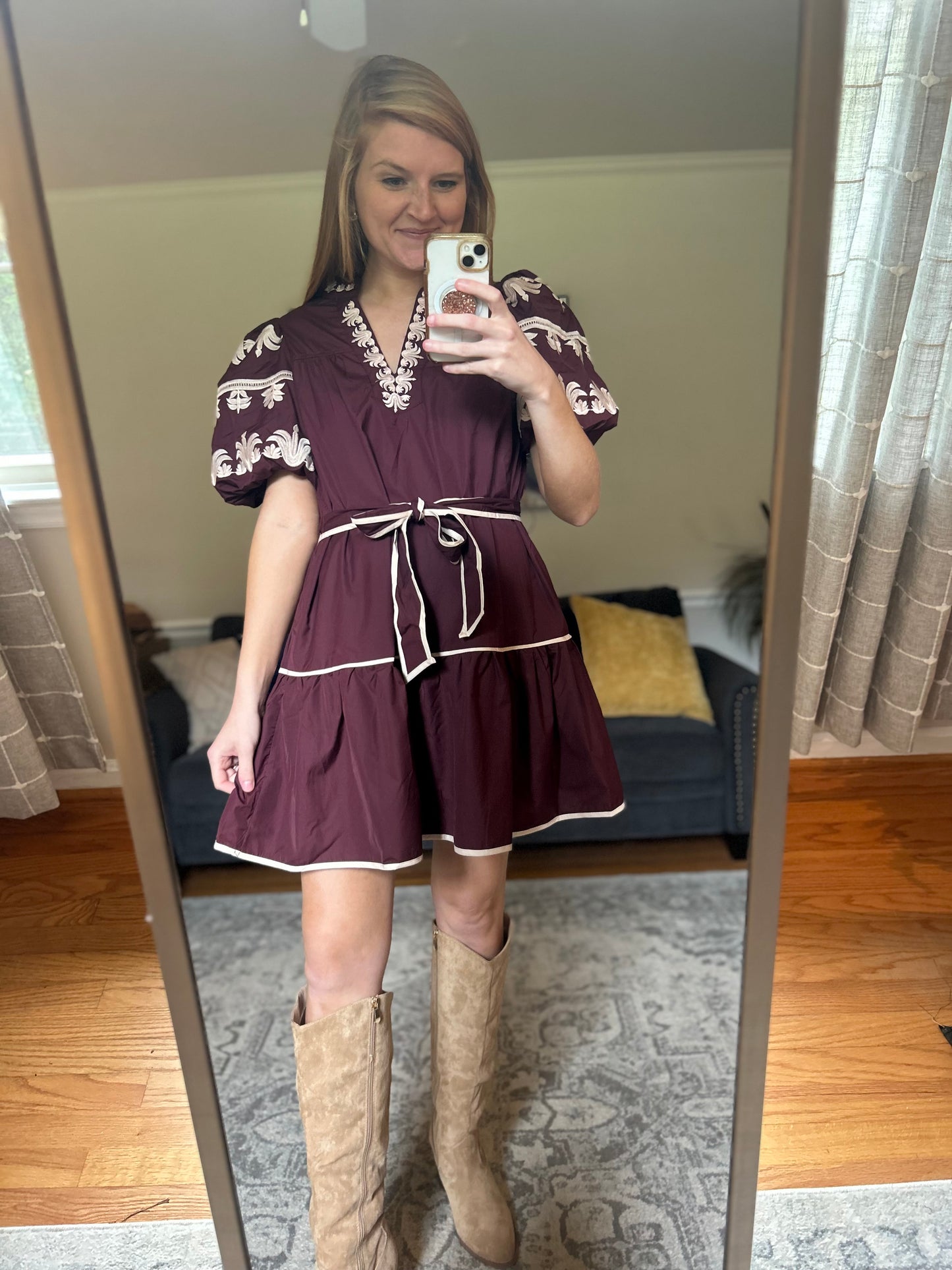 Grandview Embroidered Mini Dress
