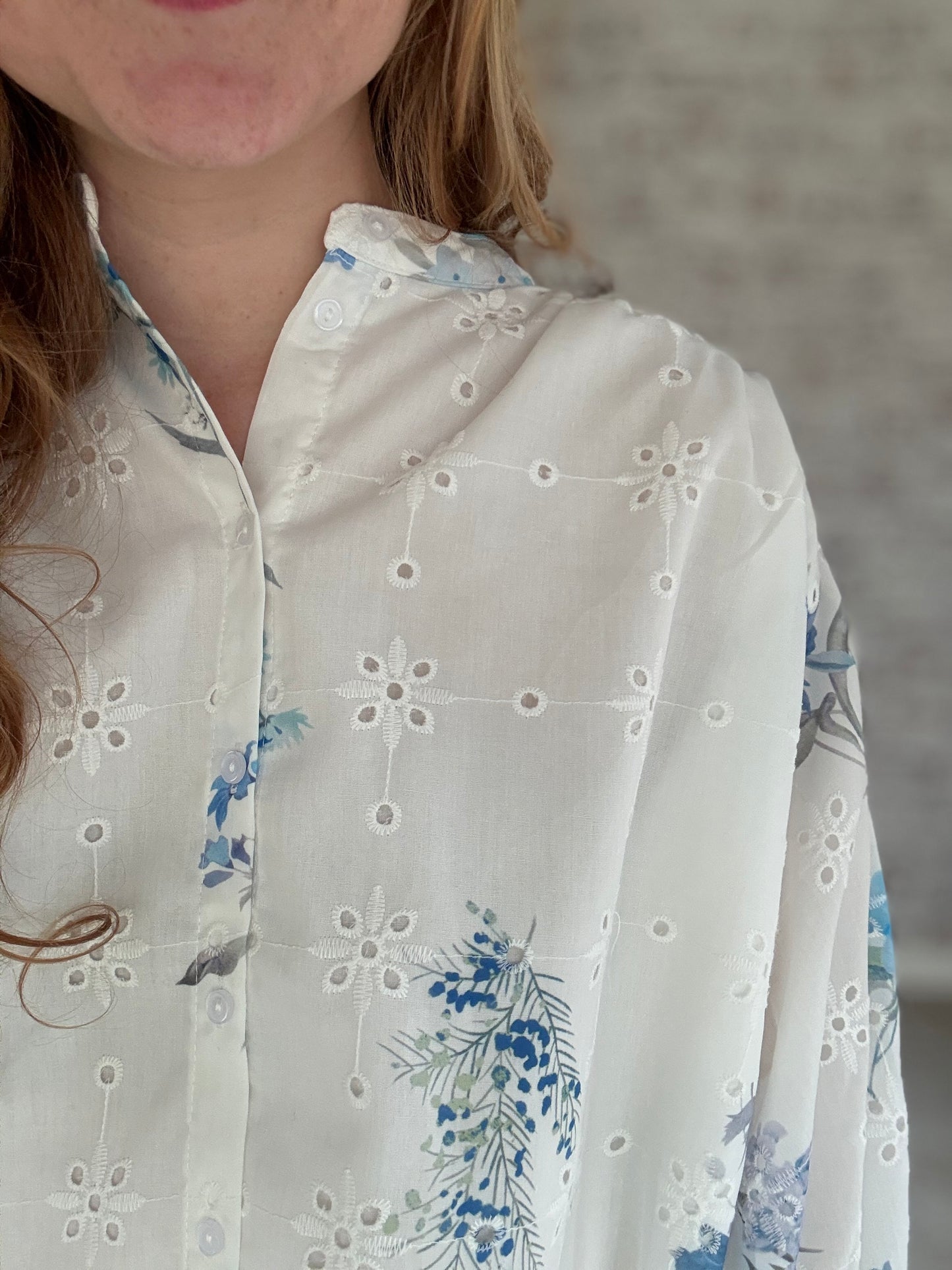 Dainty Dream Floral Eyelet Blouse