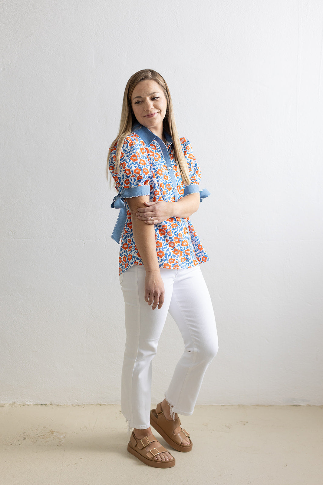 Prim and Floral Bow Sleeve Blouse