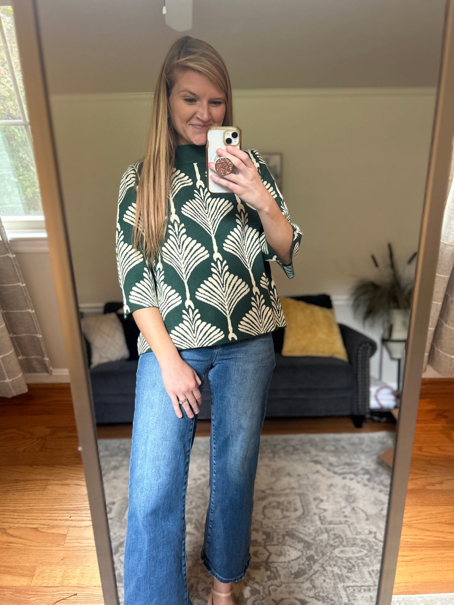 Deco Pines Mock Neck Sweater