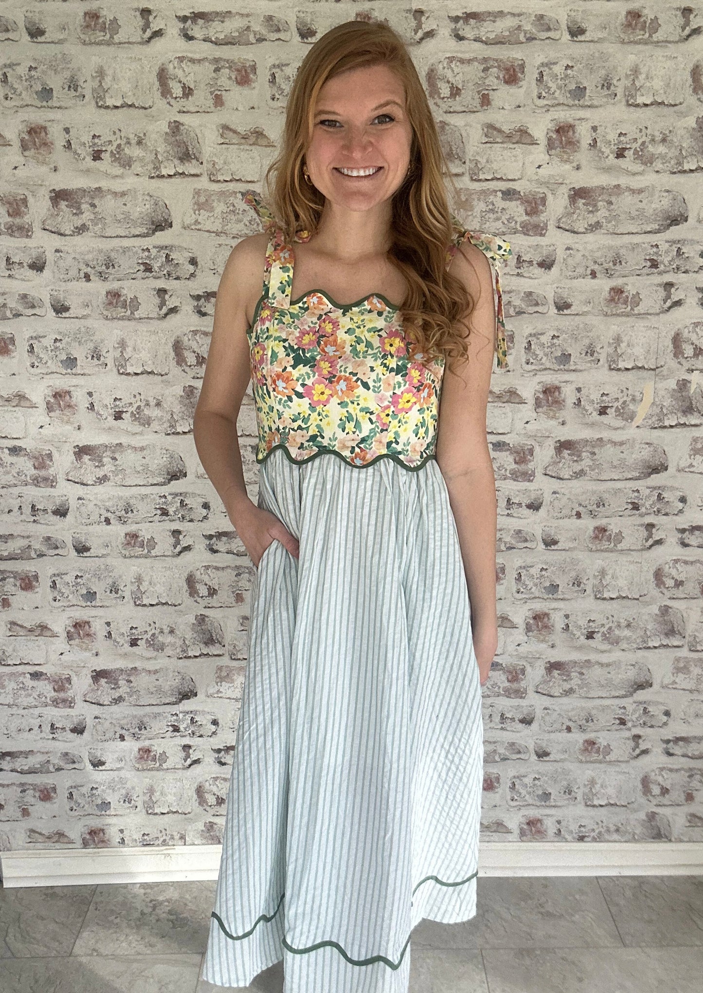 Springtime Flora & Stripe Dress