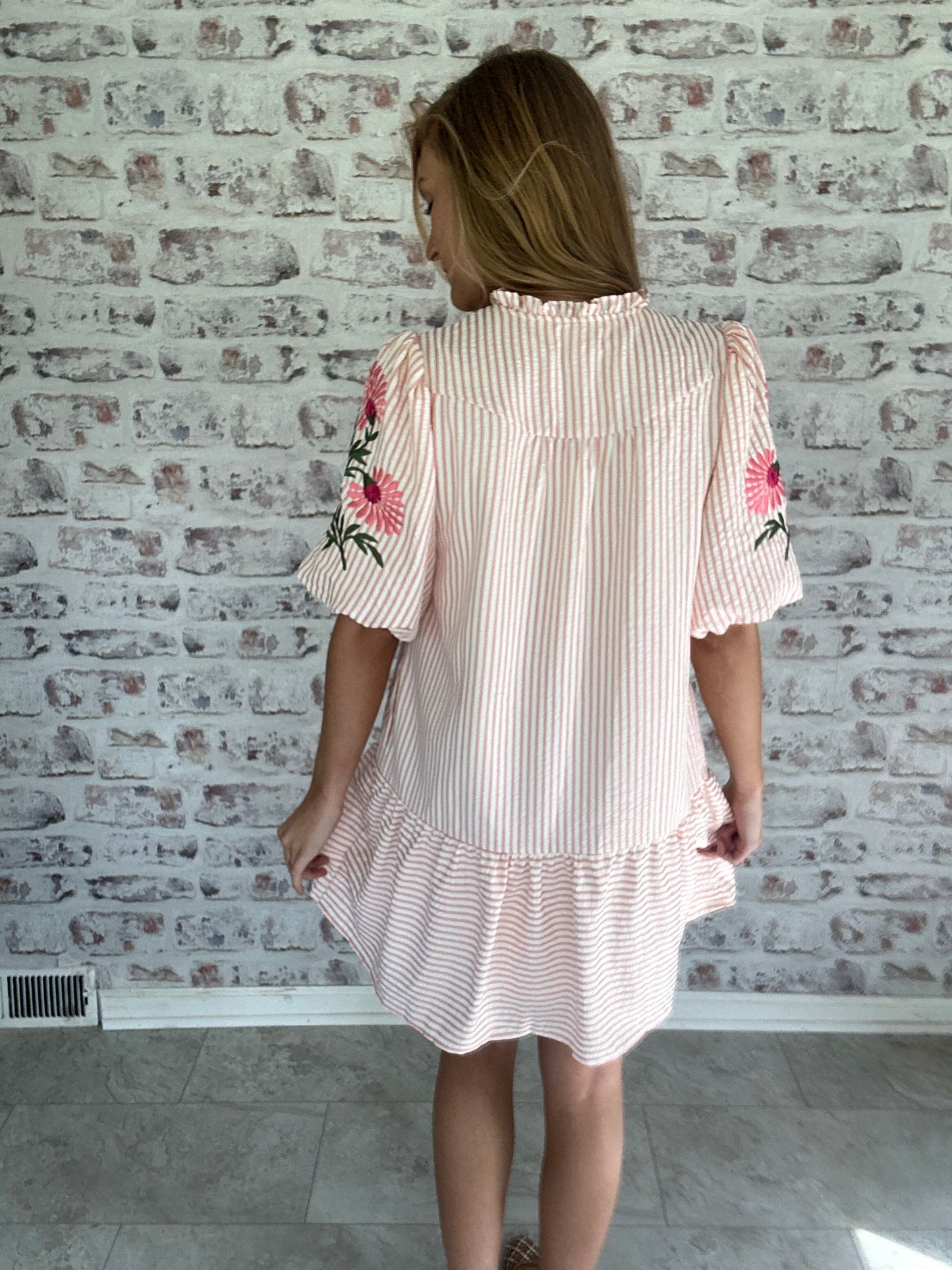 Cleo Embroidered Sleeve Mini Dress
