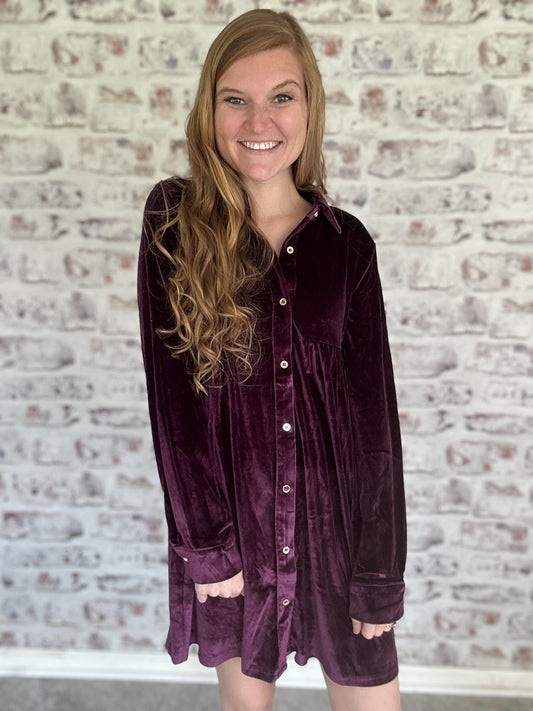 Velvet Bliss Shirt Dress