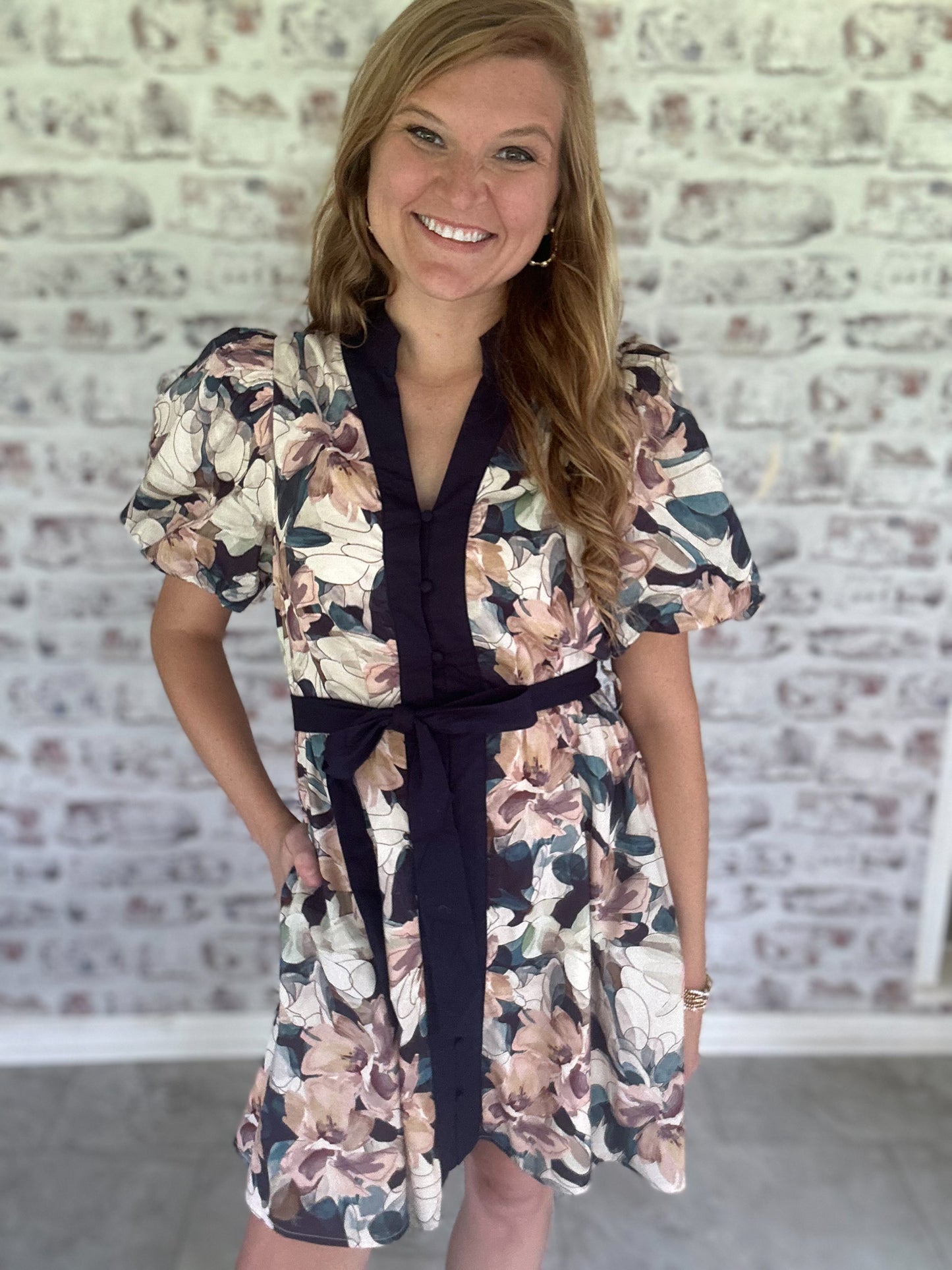 Dusky Meadow Navy Mini Dress
