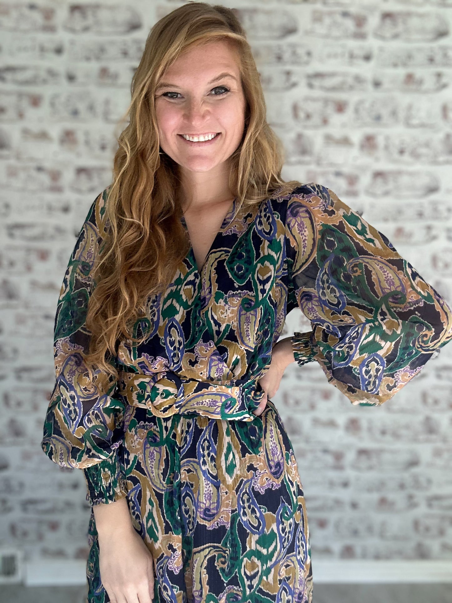 Verdant Dreams Belted Paisley Jumpsuit