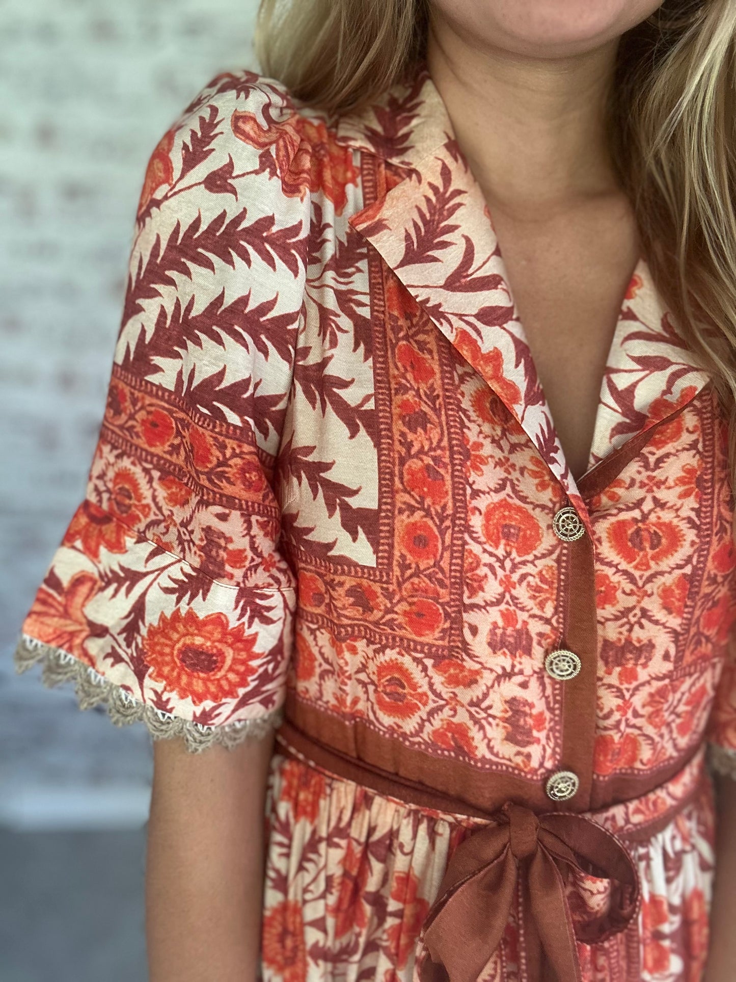 Autumn Light Lace Trim Dress