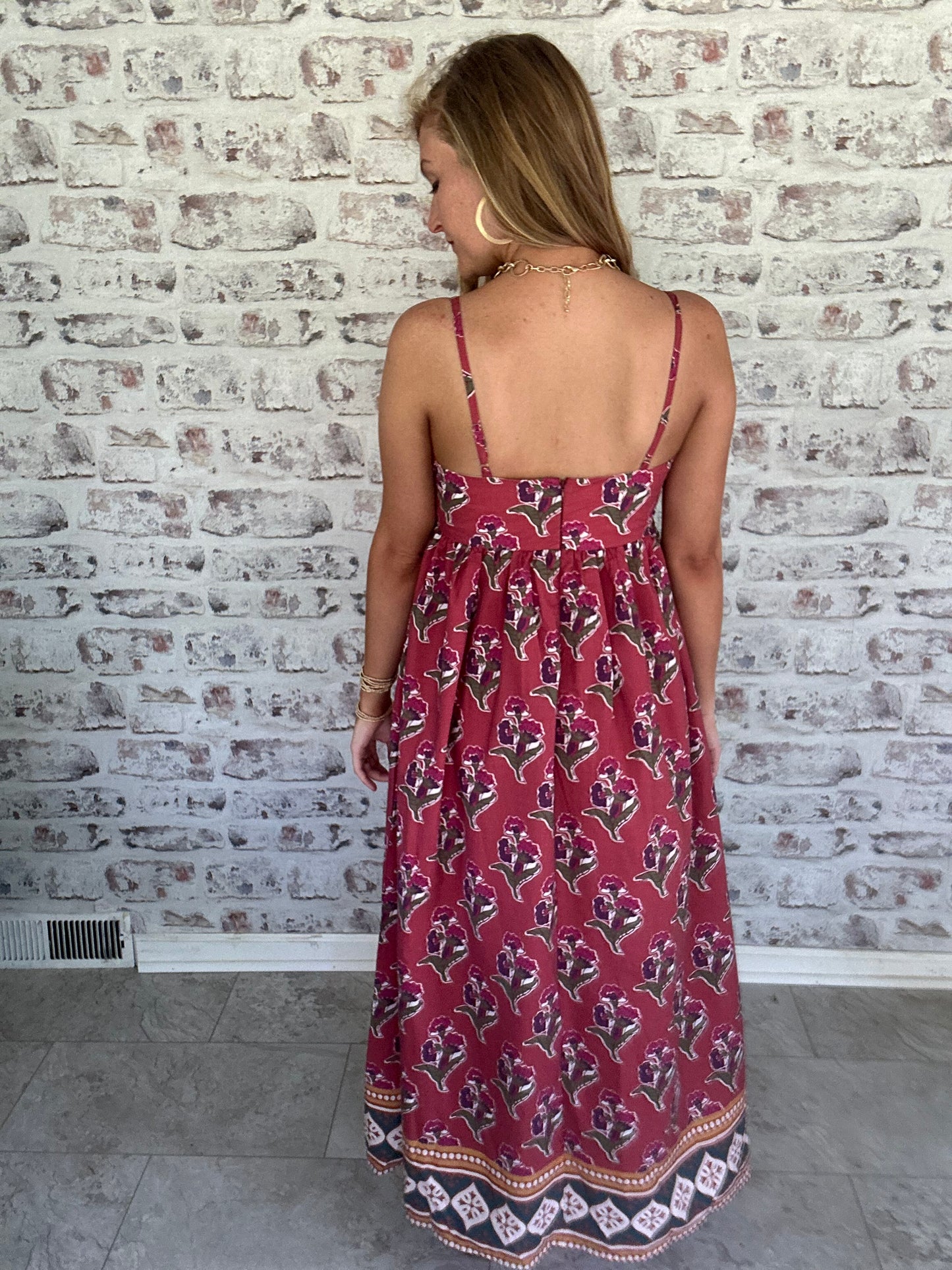 Market Bouquet Border Maxi Dress