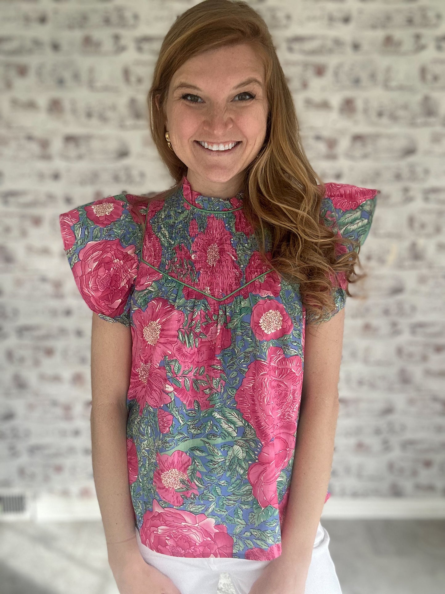 Sweet Tea & Smocking Floral Blouse