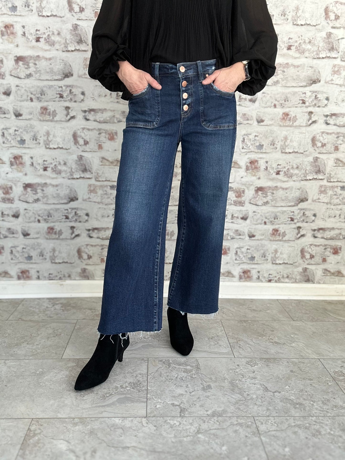 Cropped Button Up Jeans