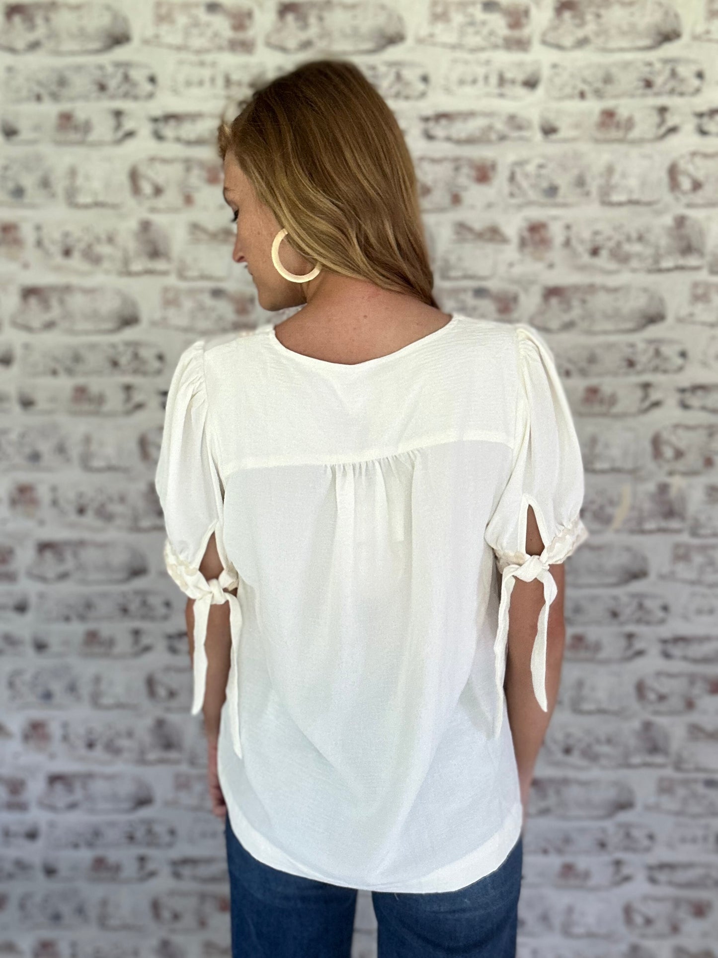 Anniston Ric Rac Bow Sleeve Blouse