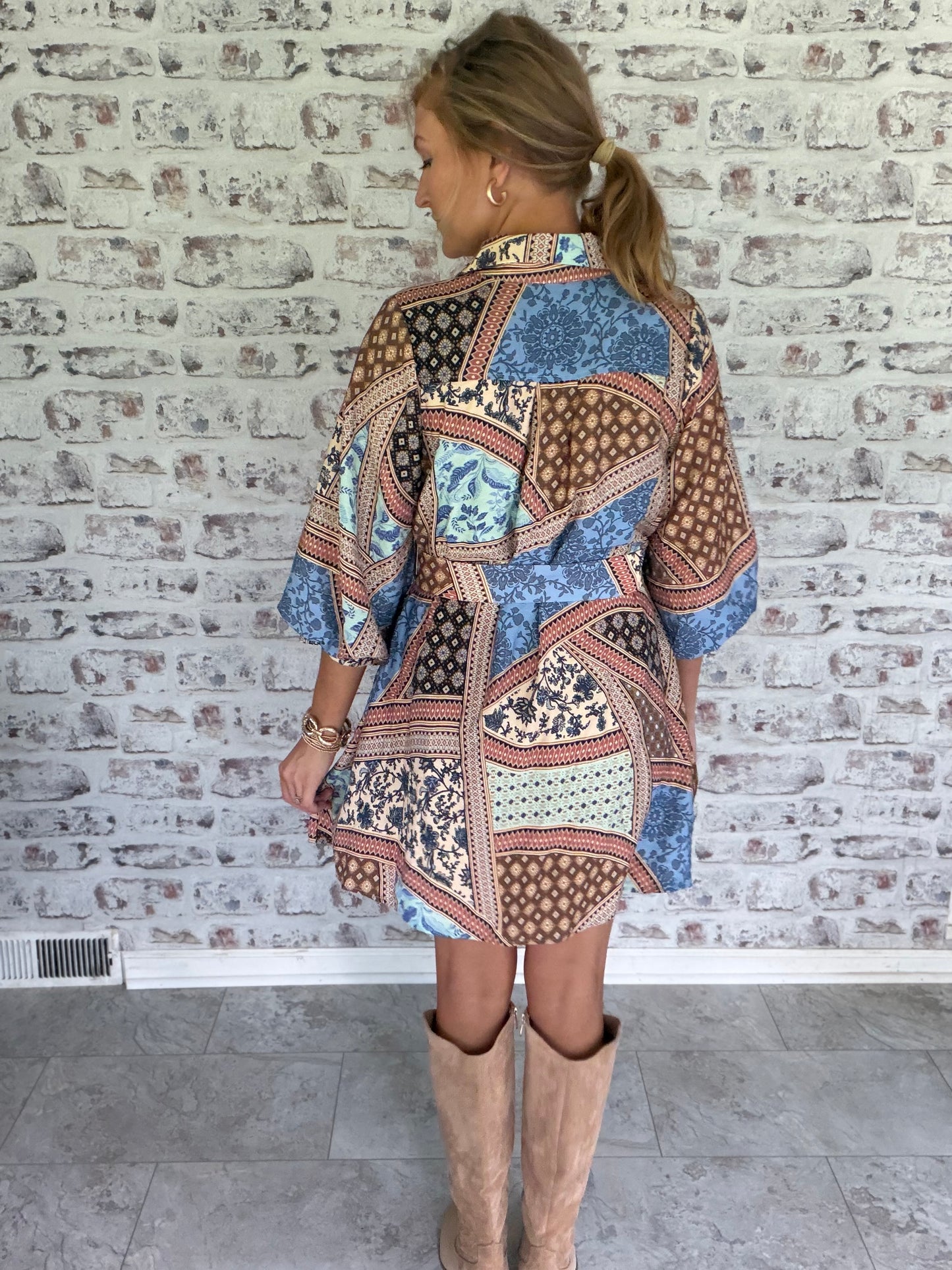 Painted Path Belted Mini Dress