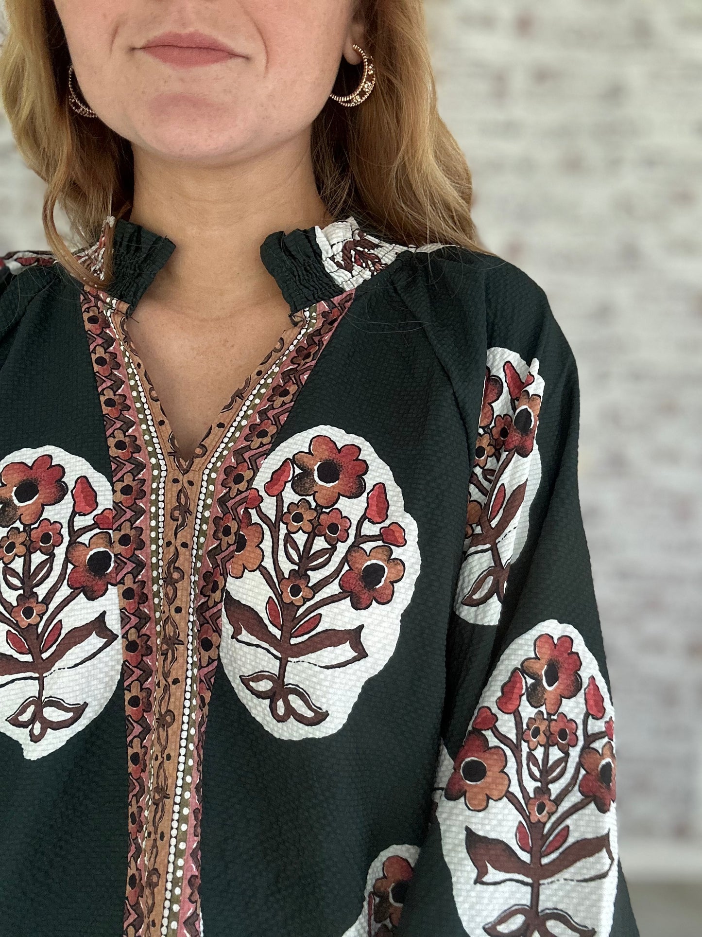 Storybook Botanica Blouse in Forest Green