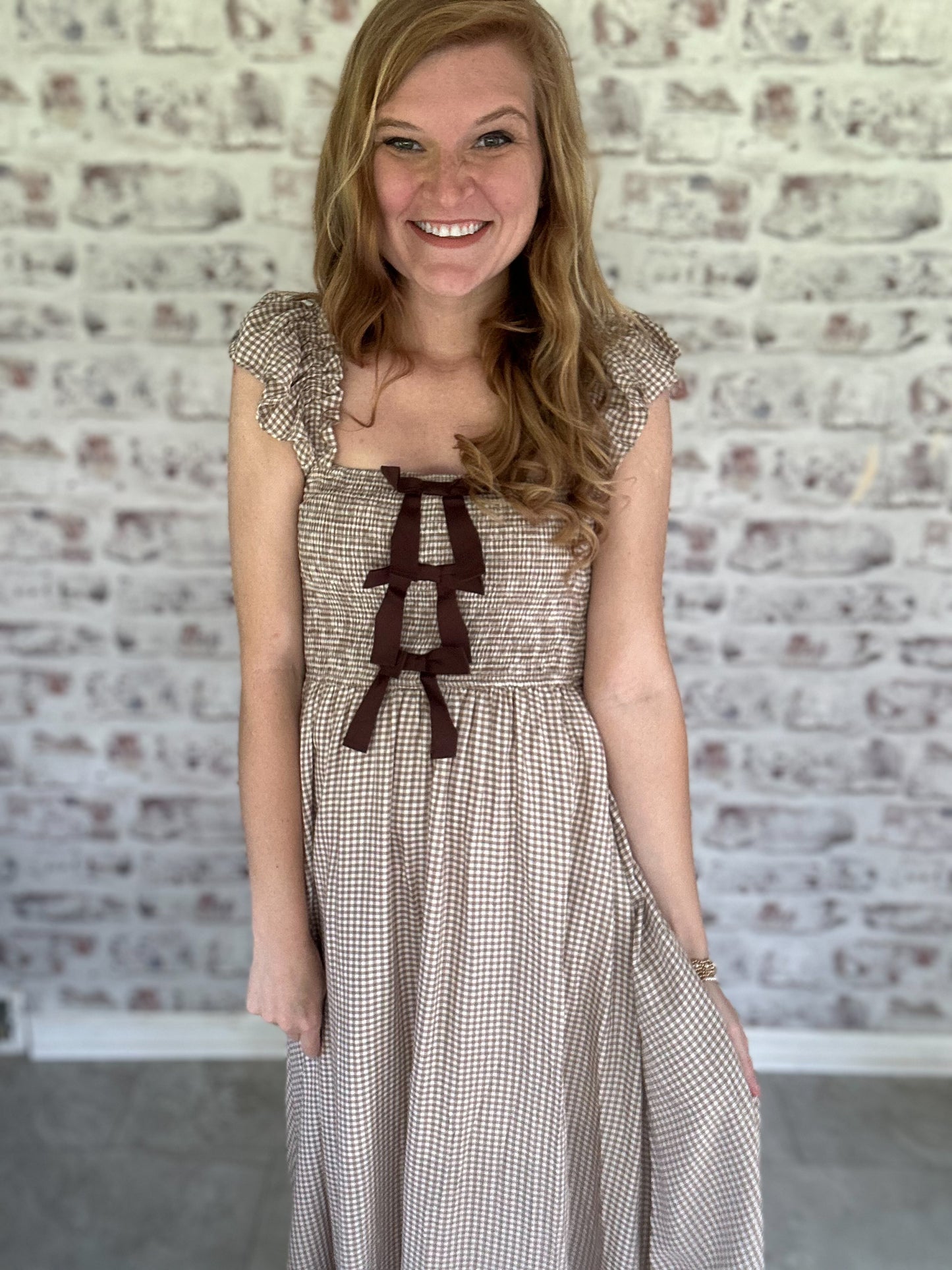 Bows & Poetry Gingham Midi Dress