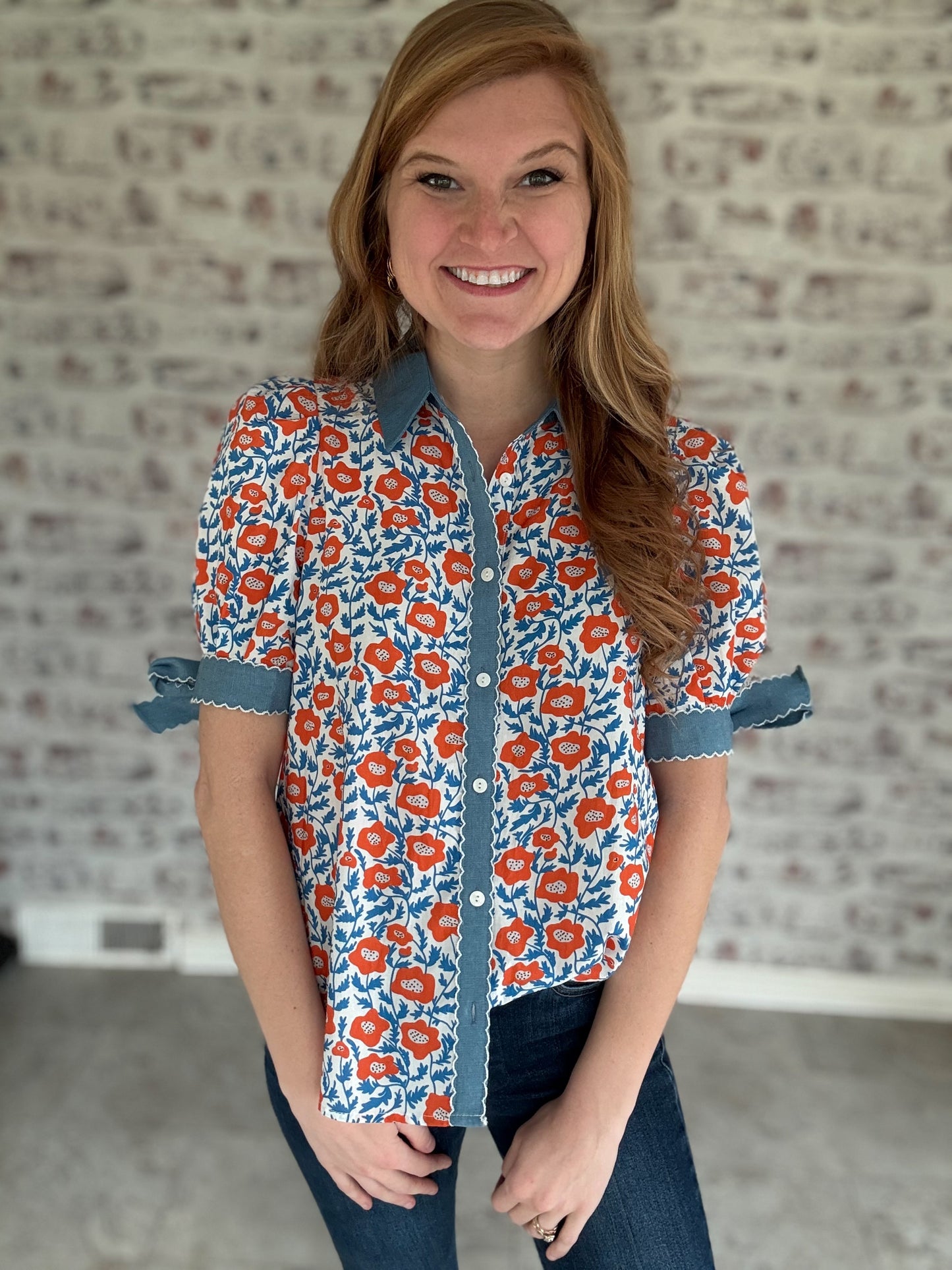 Prim and Floral Bow Sleeve Blouse