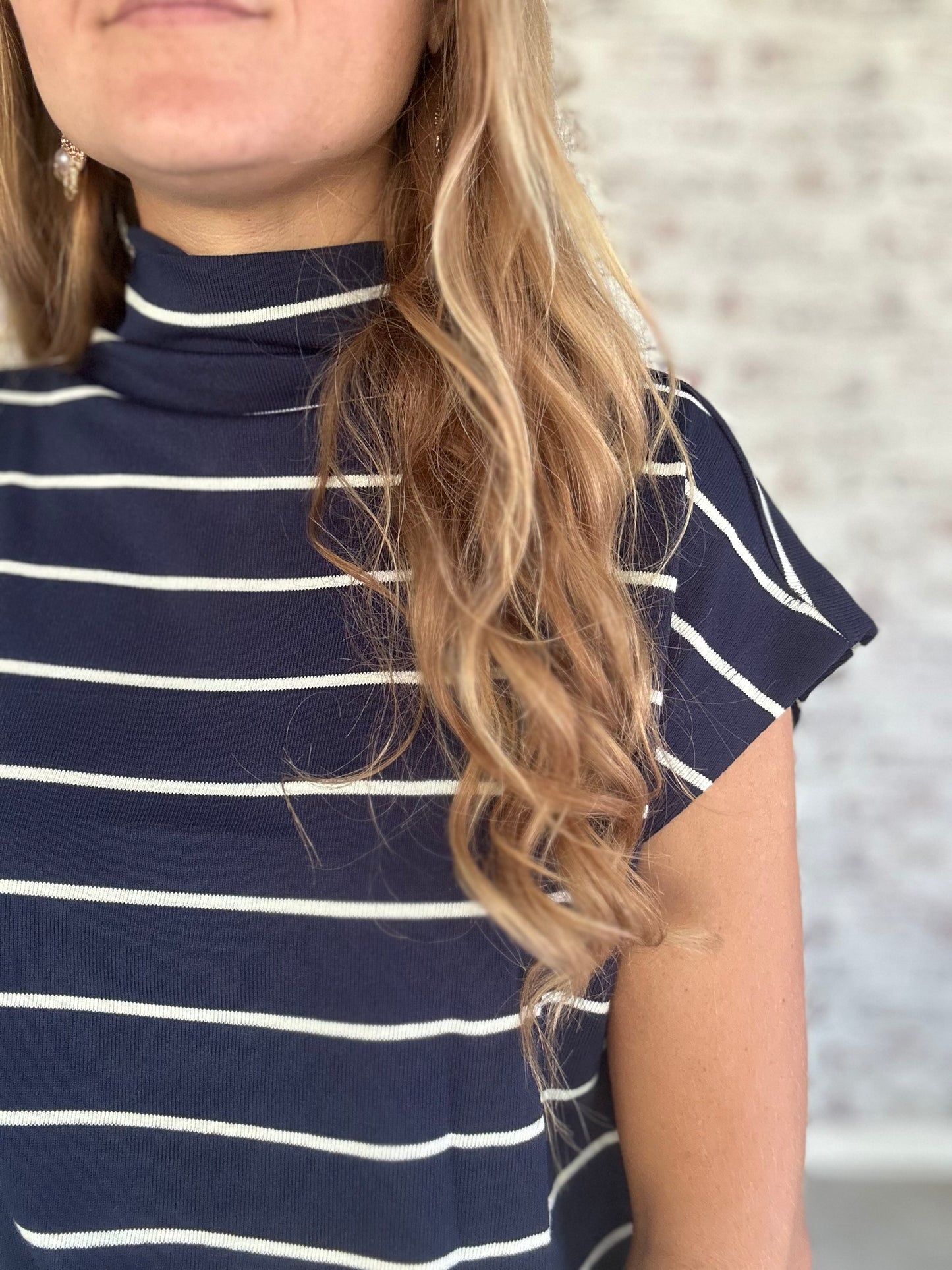Belmont Striped Mock Neck Top