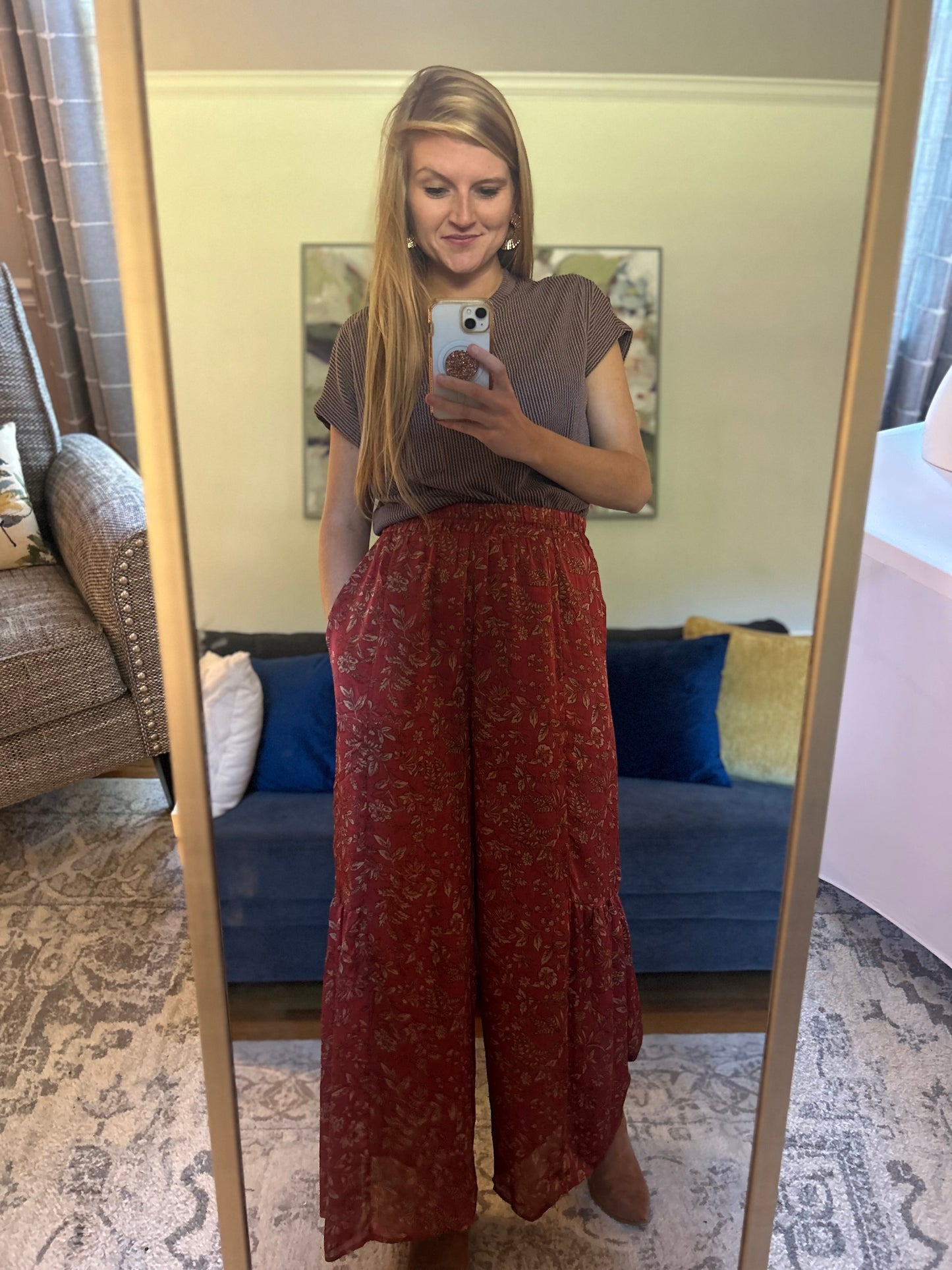 Autumn Floral Wide Leg Pants