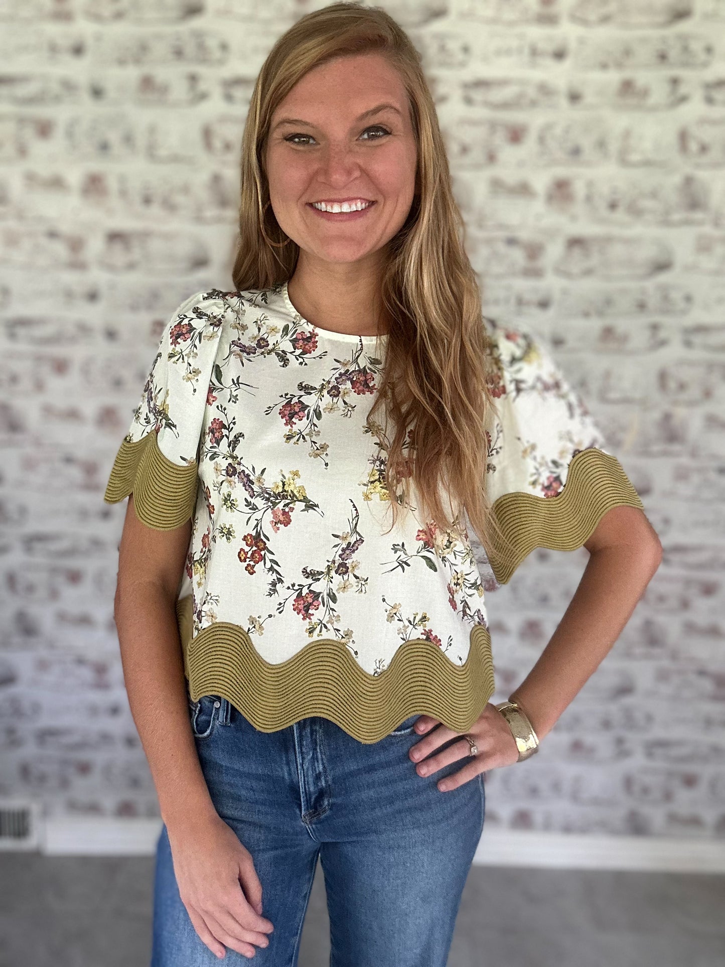 Waverly Ric Rac Floral Top