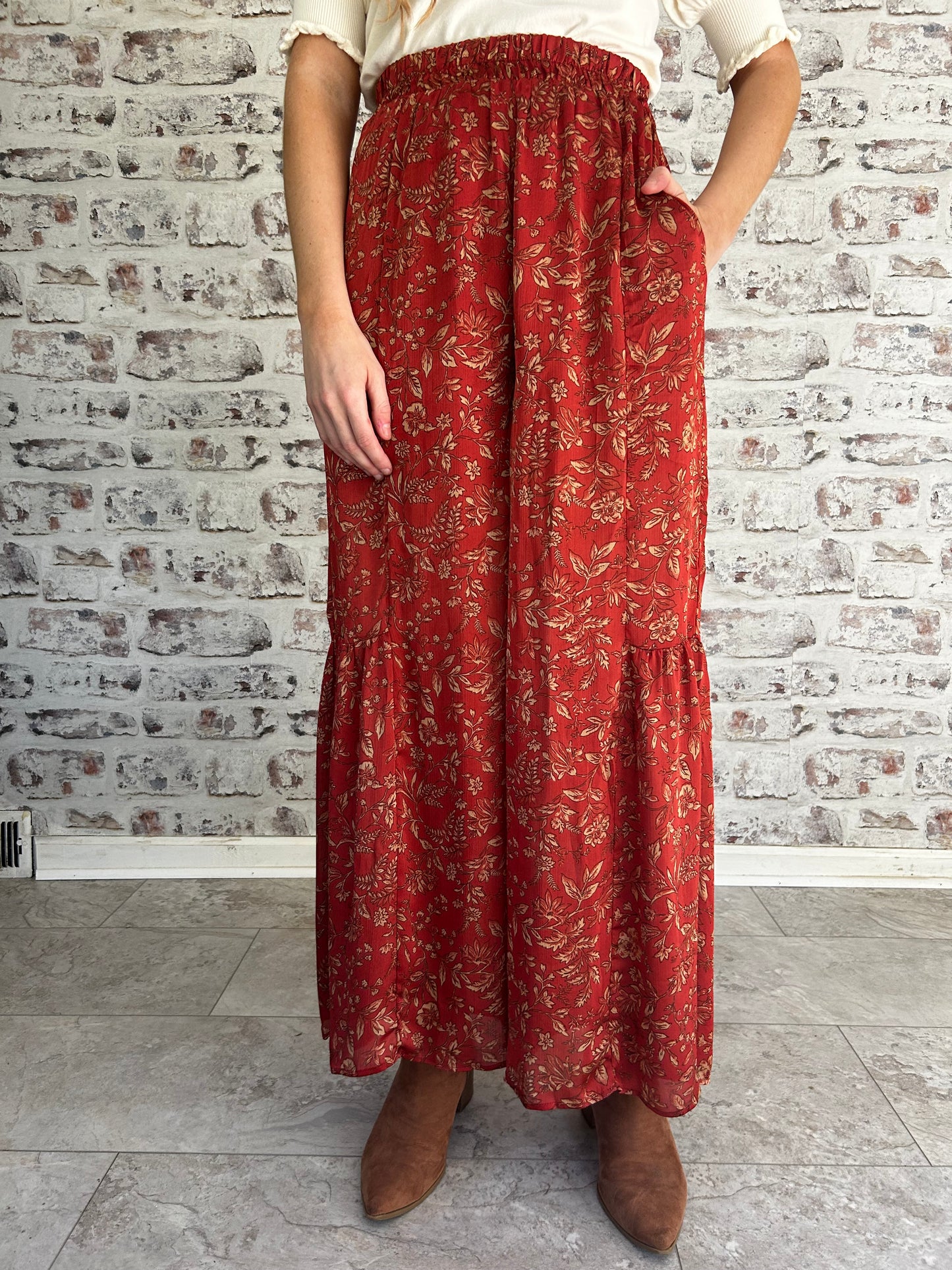Autumn Floral Wide Leg Pants