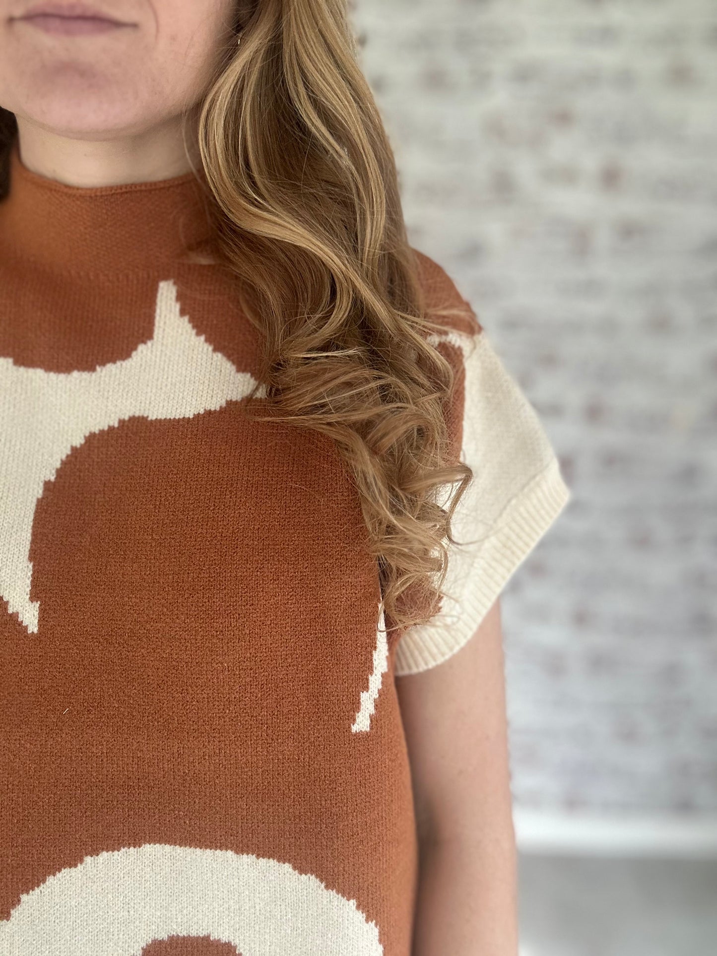 Abstract Flora Mock Neck Top