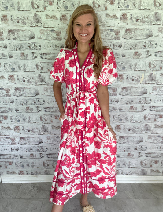 Heirloom Petals Button Midi Dress