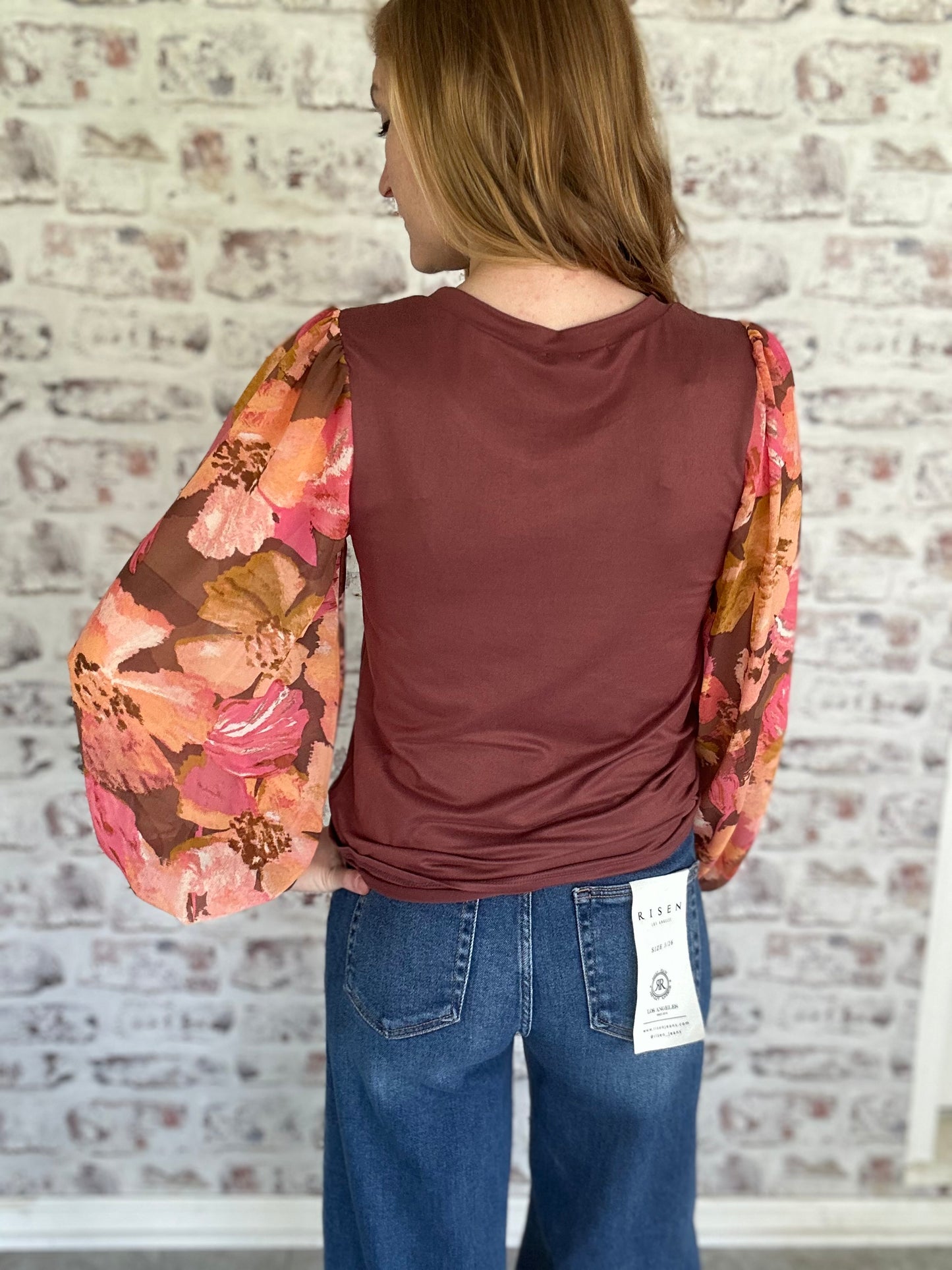 Sunset Garden Floral Sleeve Top