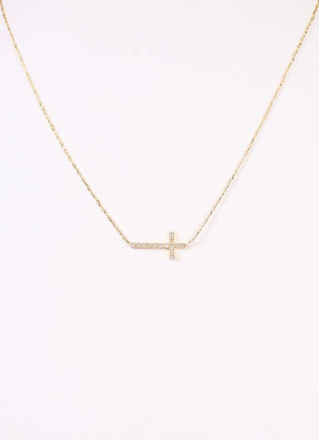 MacMillian CZ Side Cross Necklace