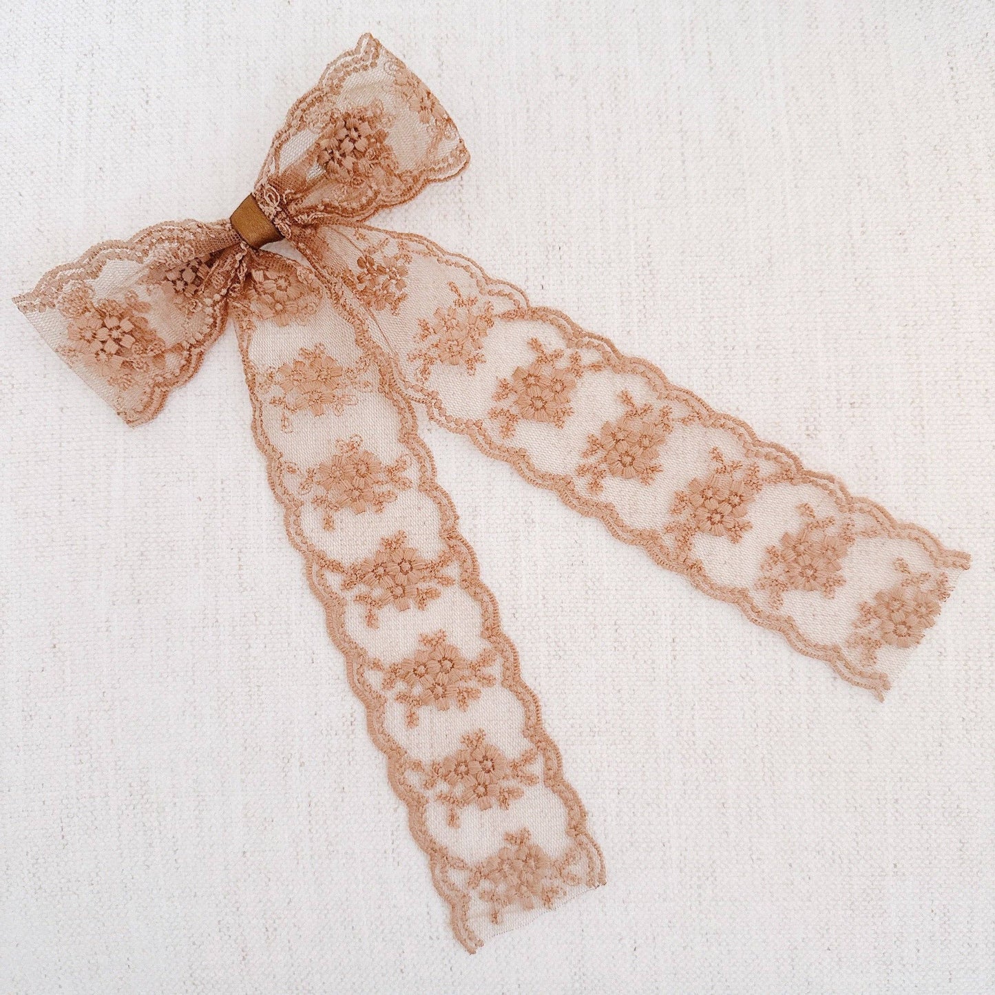 French Lace Sheer Bow Hair Clip: Coffee
