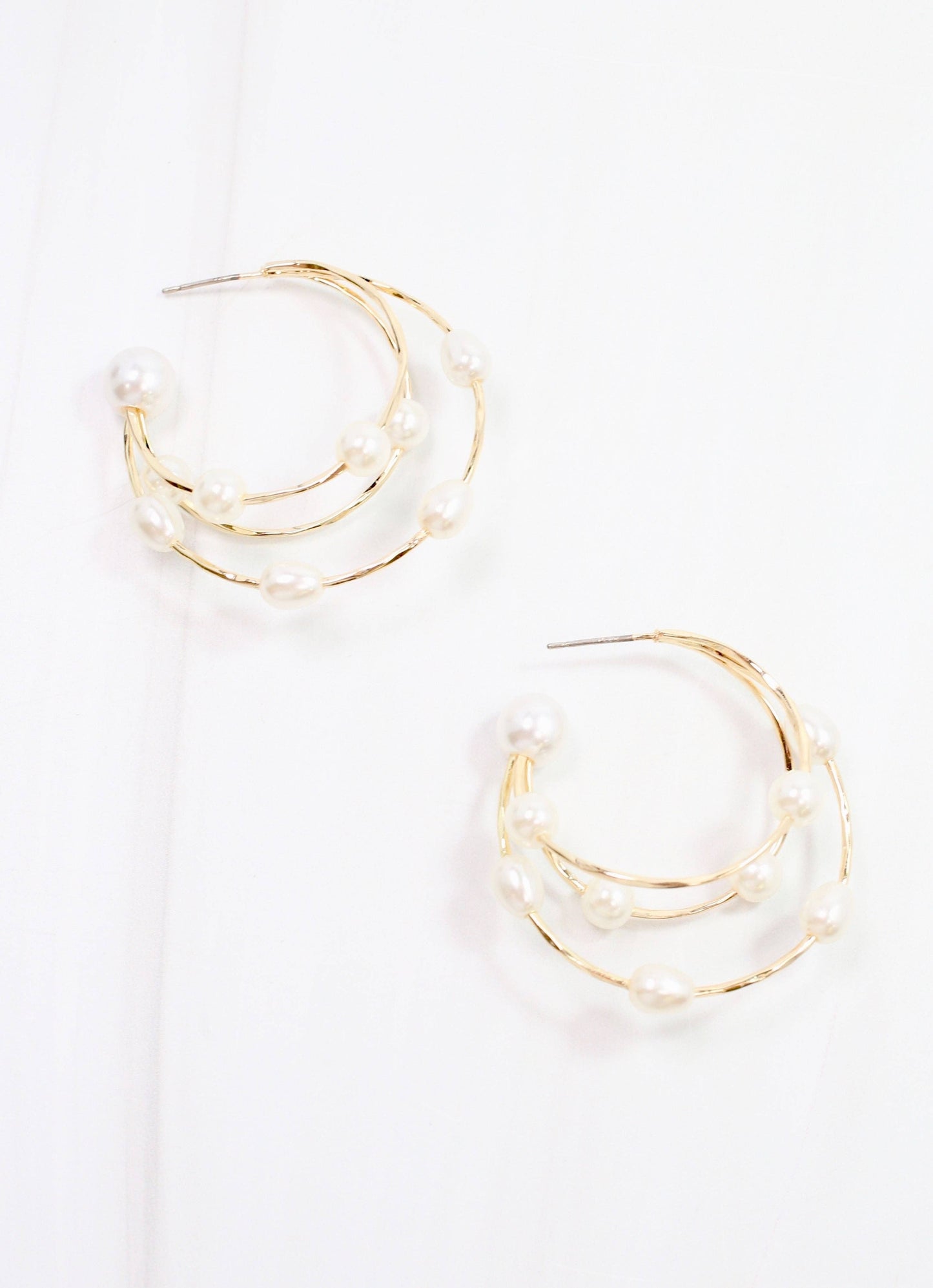 Marley Triple Pearl Hoop Earring