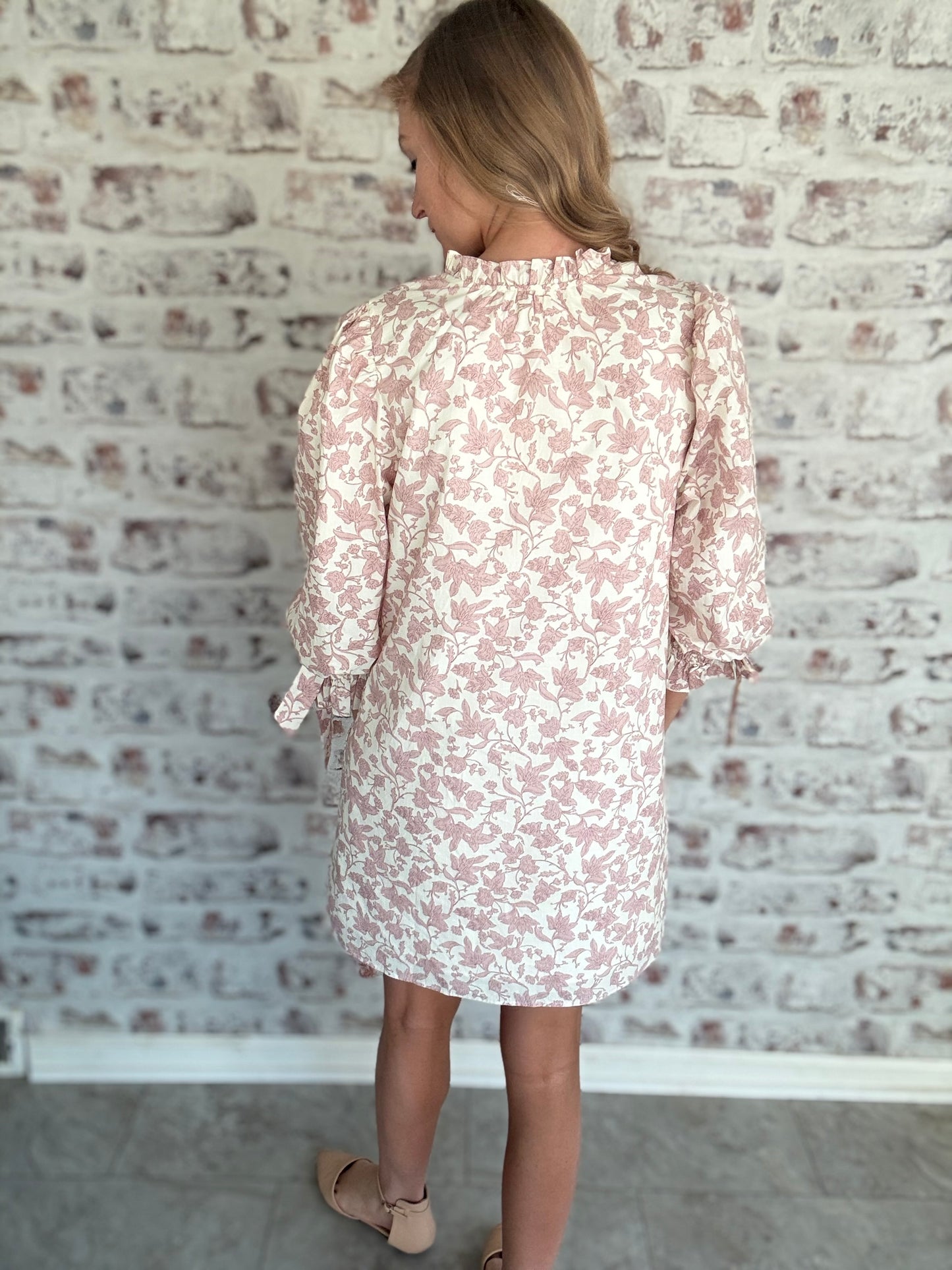 Petal Dreams Bow Sleeve Shift Dress