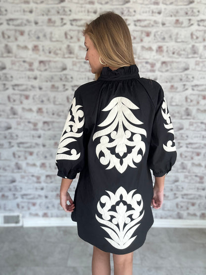 Damask Afternoon Mini Dress