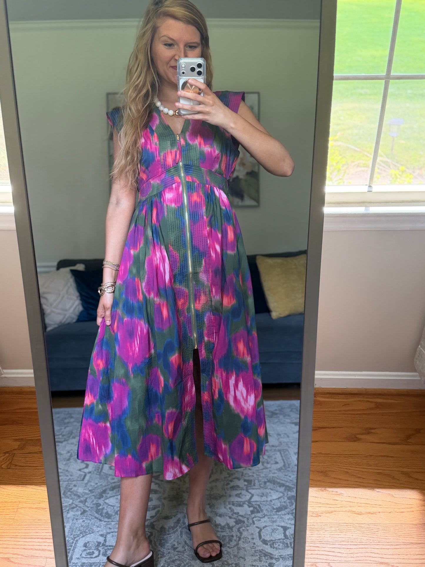 Afterglow Zipper Midi Dress