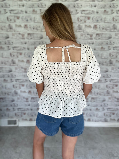 Darling and Dotted Peplum Blouse