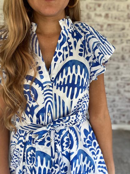 Amalfi Escape Patterned Midi Dress