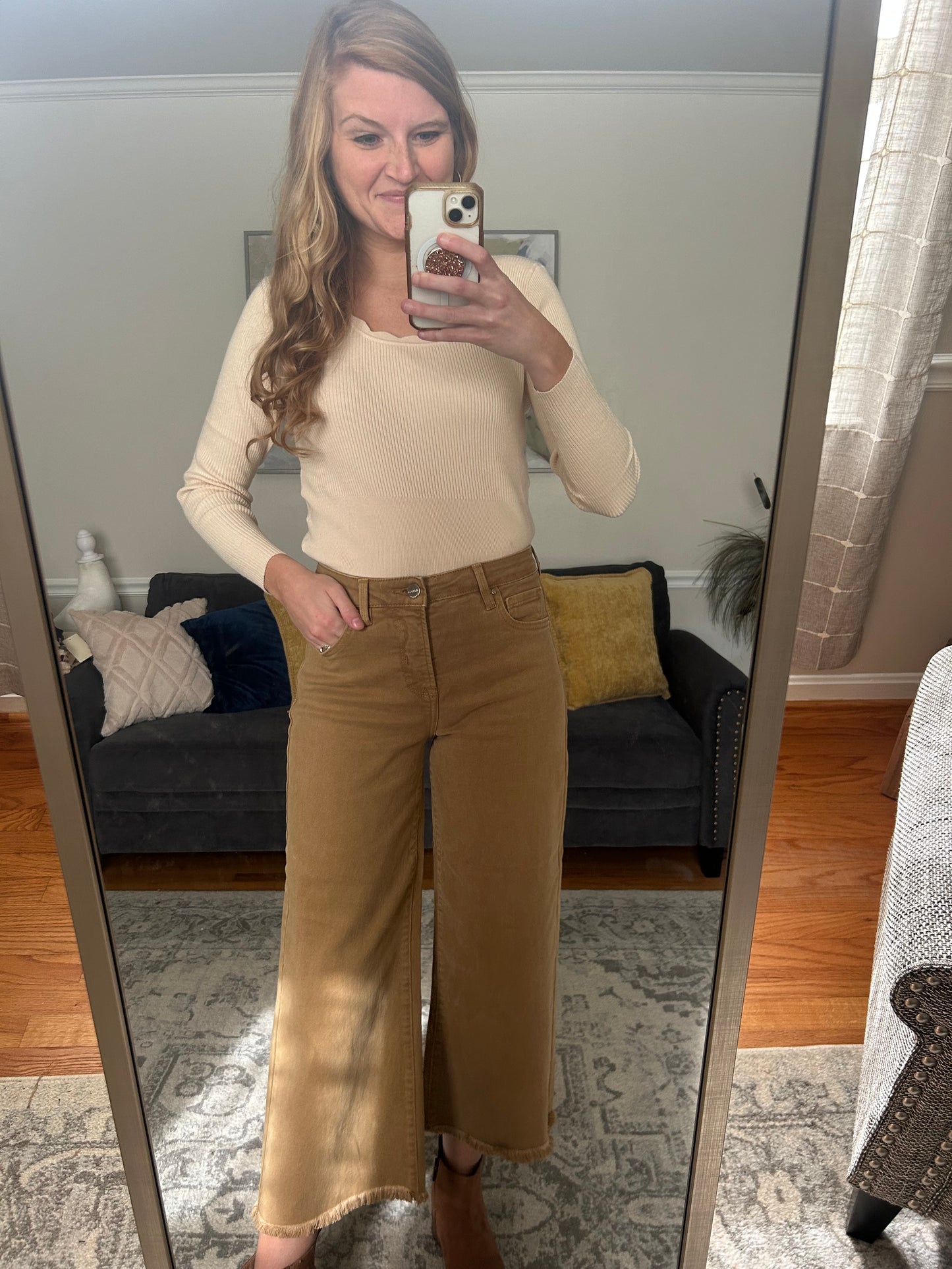 Everyday Joy Scalloped Neck Top