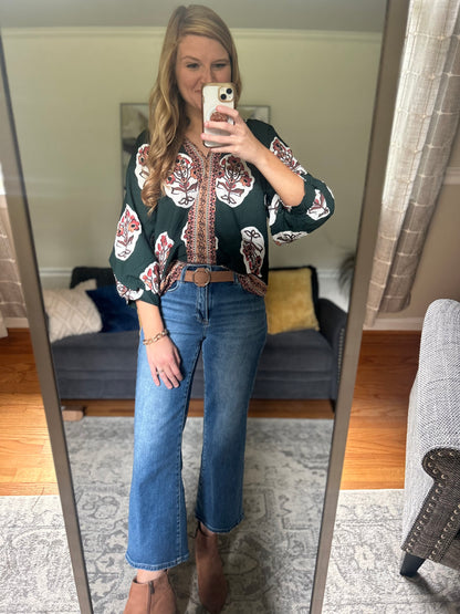 Storybook Botanica Blouse in Forest Green