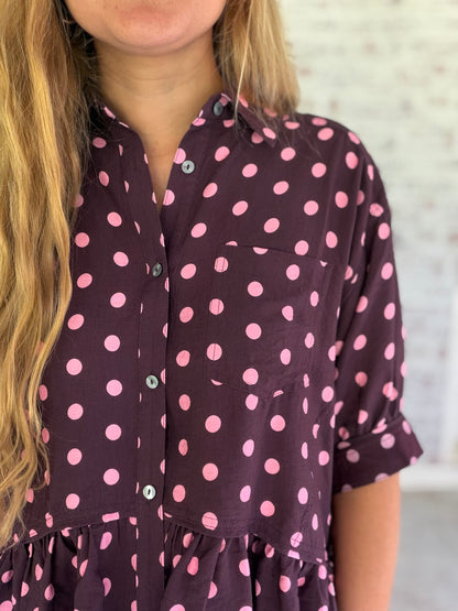 Take Note Dotted Collared Top