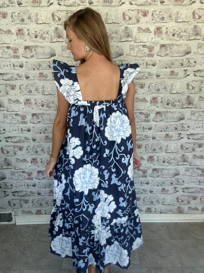 Cobalt Conservatory Floral Maxi Dress