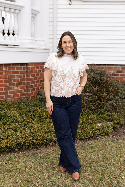 Pemberly Flutter Sleeve Floral Top