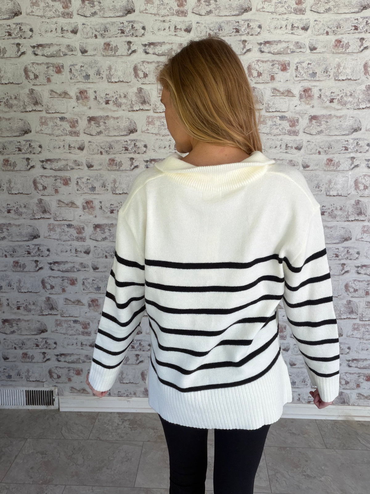 Nantucket Stripe Half Zip Sweater