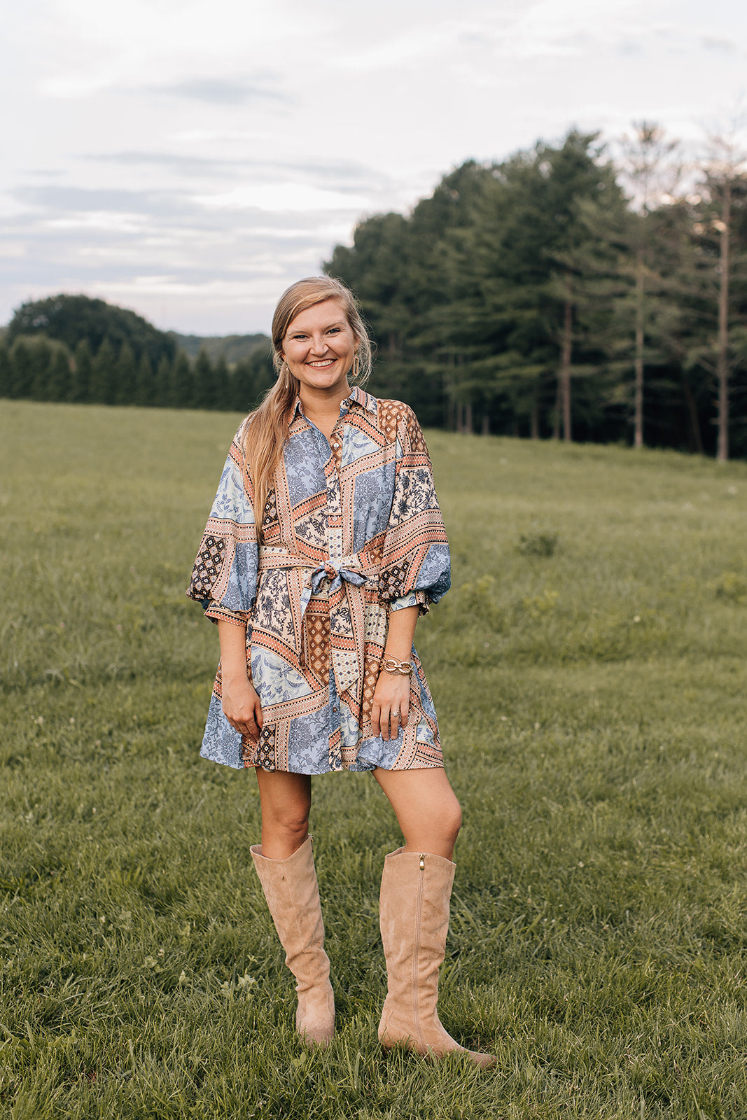 Painted Path Belted Mini Dress