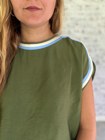 Fresh Air Stripe Trim Top