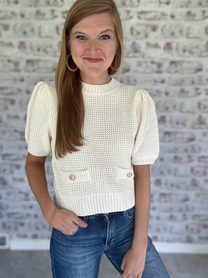 Buttoned & Blushed Knit Top