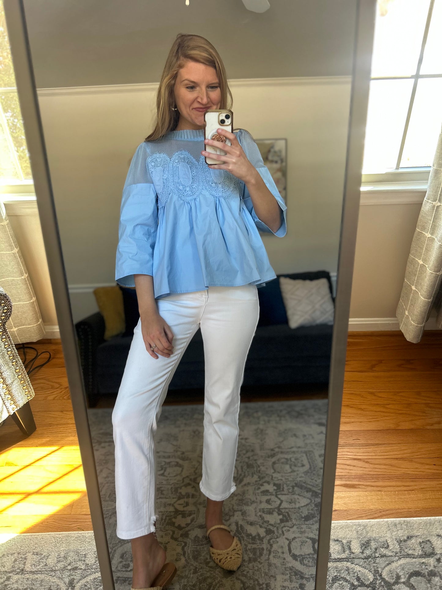 Astoria Lace Blouse in Blue