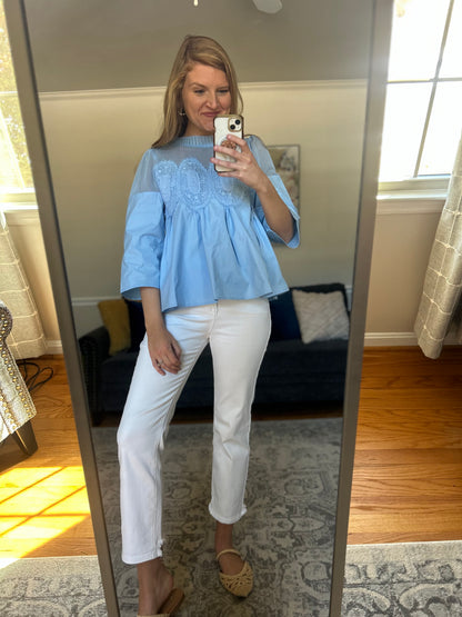 Astoria Lace Blouse in Blue