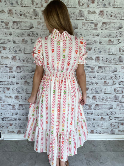 Minnie Ruffle Collar Midi Dress