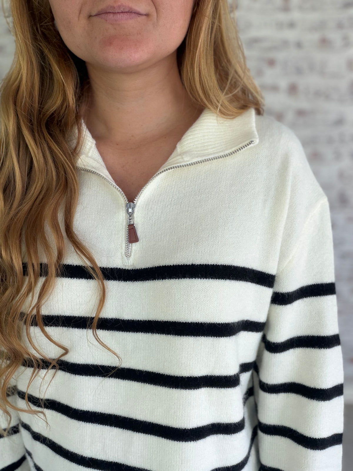 Nantucket Stripe Half Zip Sweater